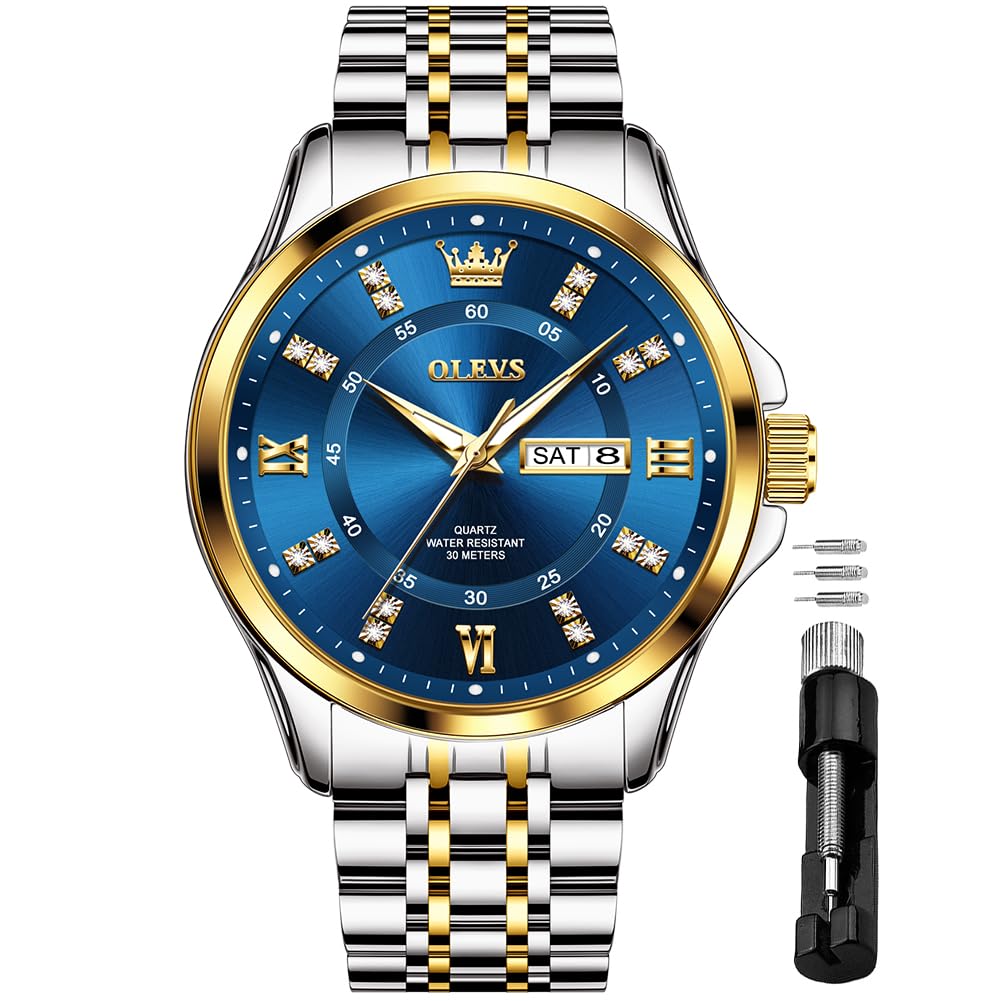Montre OLEVS à cadran bleu pour homme