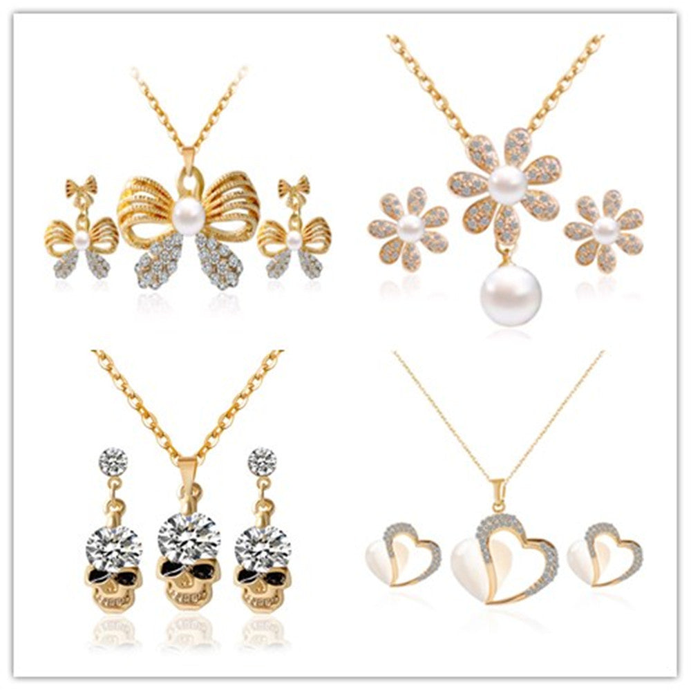 Parure de Bijoux Cristal Paon avec Design Floral (2 Pièces)