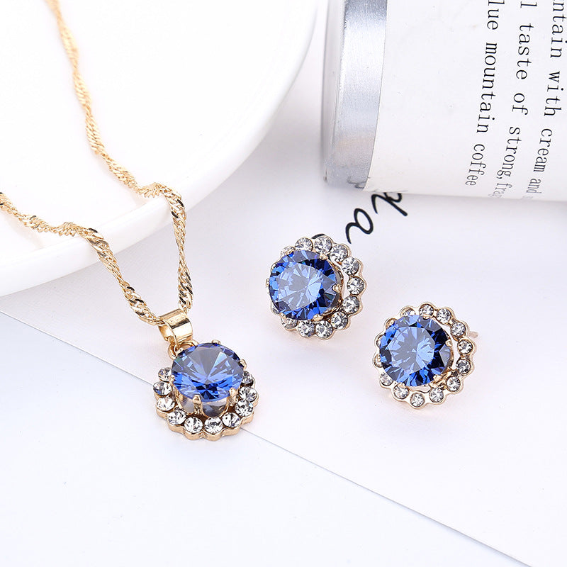 Parure de Bijoux de Mariage avec Collier en Gemmes (2 Pièces)