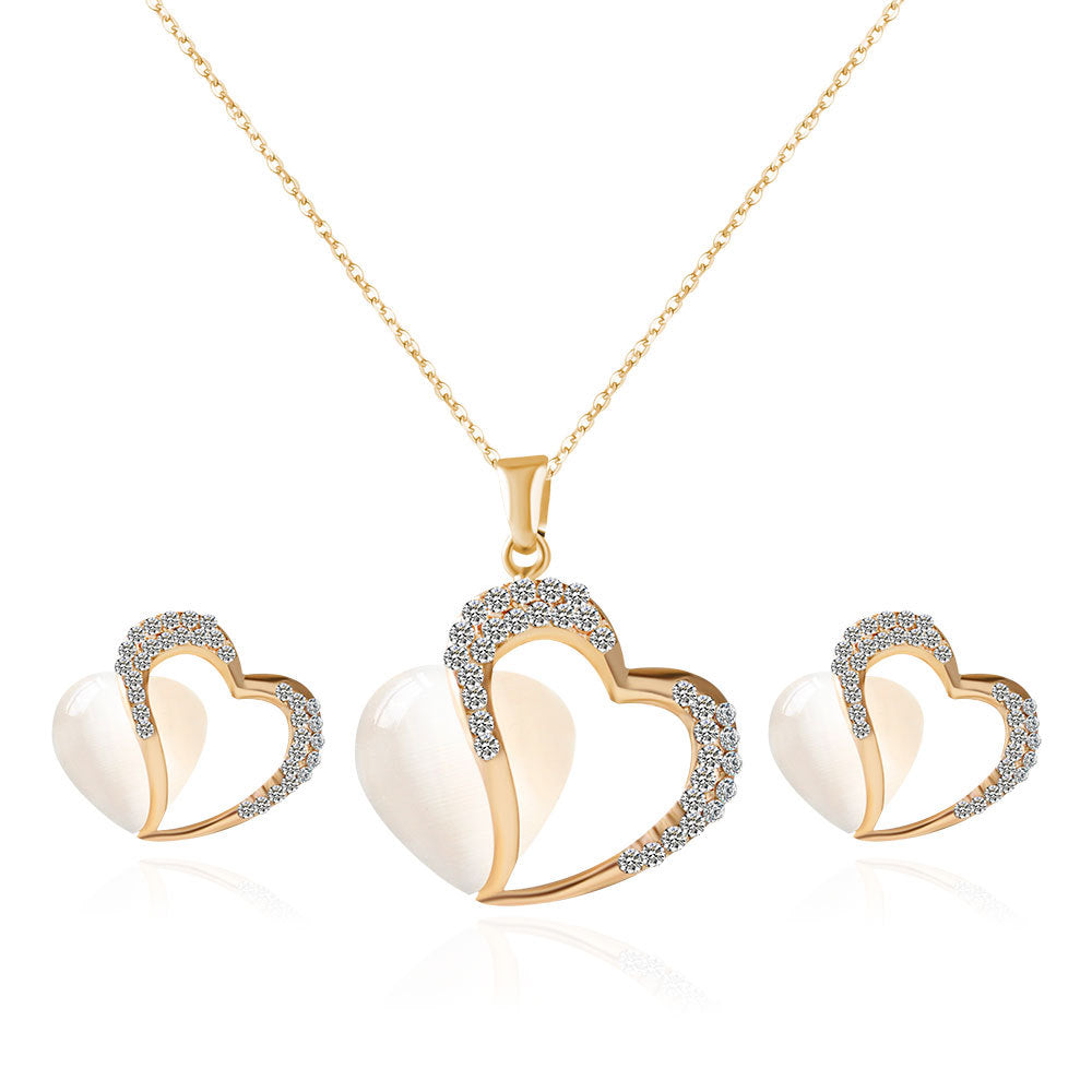 Parure de Bijoux Cristal Paon avec Design Floral (2 Pièces)
