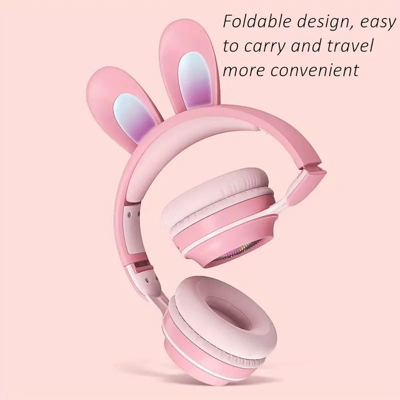 Casque Sans Fil Lapin Mignon avec LED RGB pour Enfants