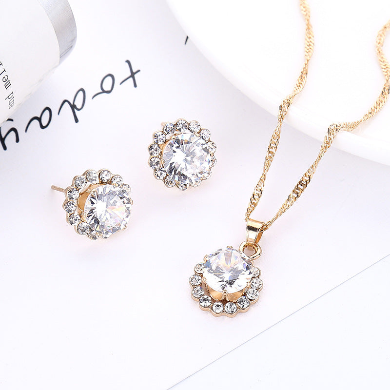 Parure de Bijoux de Mariage avec Collier en Gemmes (2 Pièces)
