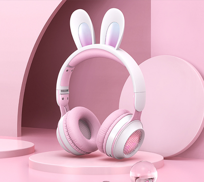 Casque Sans Fil Lapin Mignon avec LED RGB pour Enfants
