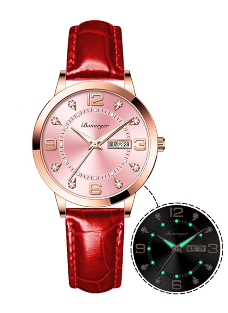 Montre élégante BESTKANG pour femme – Rouge et rose