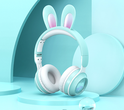 Casque Sans Fil Lapin Mignon avec LED RGB pour Enfants
