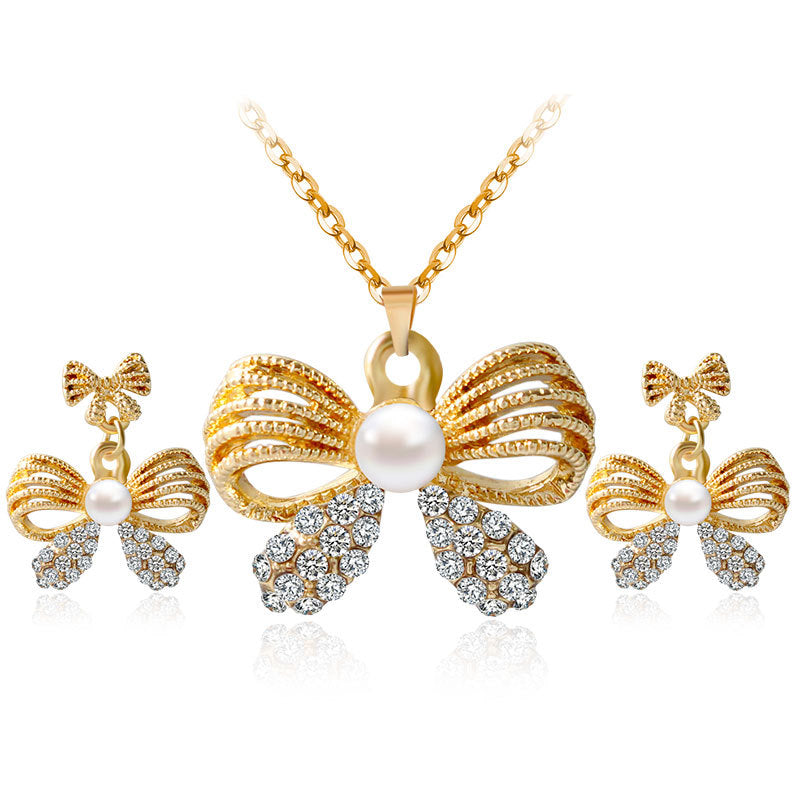 Parure de Bijoux Cristal Paon avec Design Floral (2 Pièces)