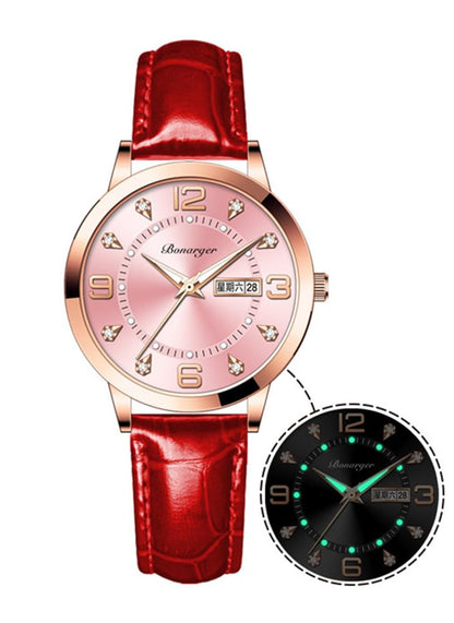 Montre élégante BESTKANG pour femme – Rouge et rose