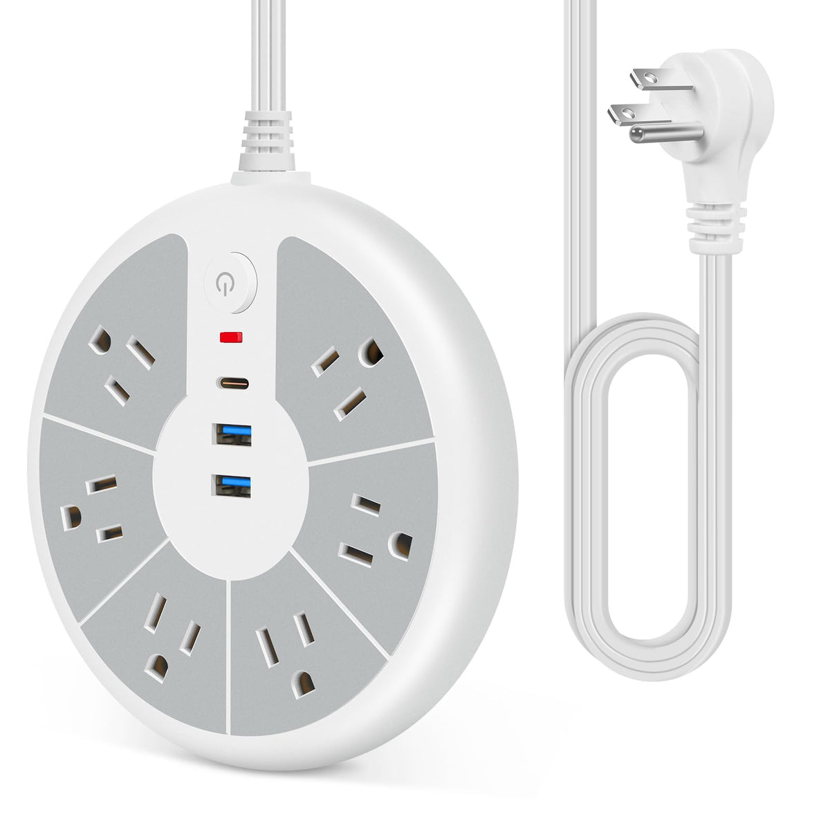 Multiprise plate 6 prises et 3 ports USB avec protection contre les surtensions
