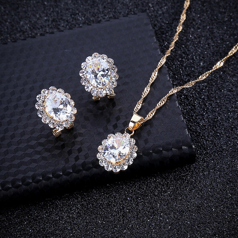 Parure de Bijoux de Mariage avec Collier en Gemmes (2 Pièces)