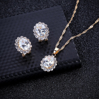 Parure de Bijoux de Mariage avec Collier en Gemmes (2 Pièces)