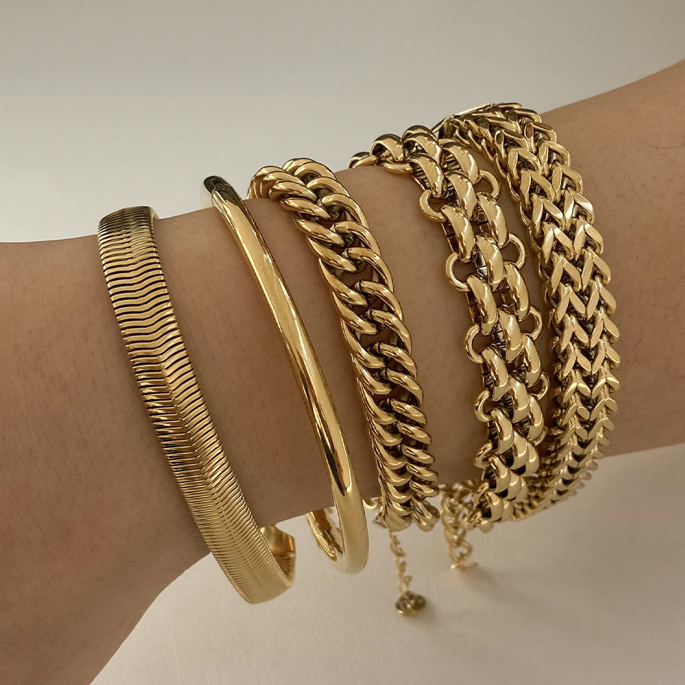 Bracelet en Acier Inoxydable de Style Simple par Électroplacage
