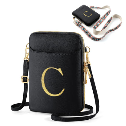 Sac bandoulière en similicuir noir avec protection RFID – Femme