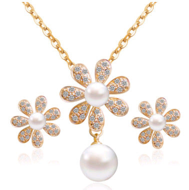 Parure de Bijoux Cristal Paon avec Design Floral (2 Pièces)