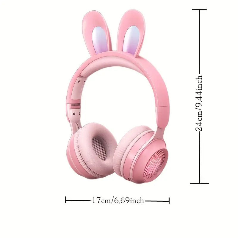 Casque Sans Fil Lapin Mignon avec LED RGB pour Enfants
