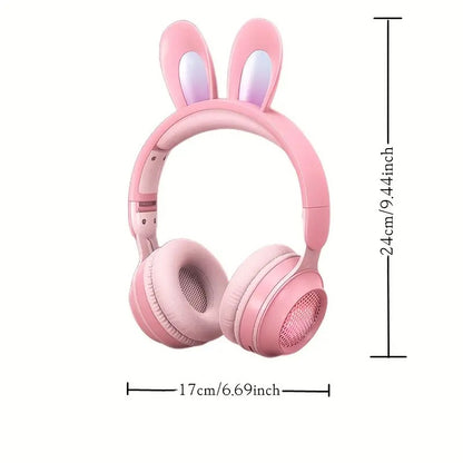 Casque Sans Fil Lapin Mignon avec LED RGB pour Enfants