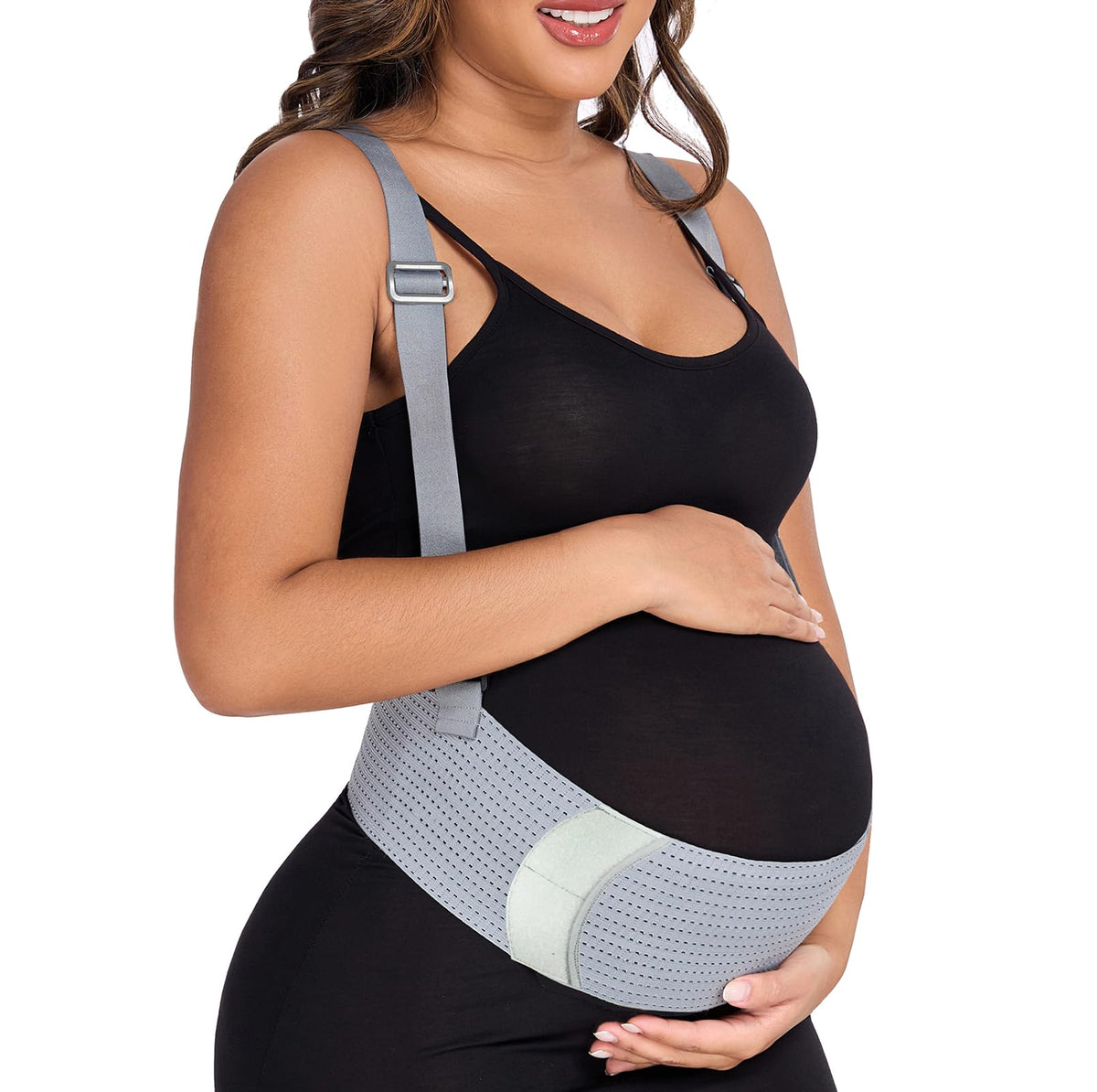 Ceinture de soutien de grossesse MAMODY avec bretelles – Gris, petit