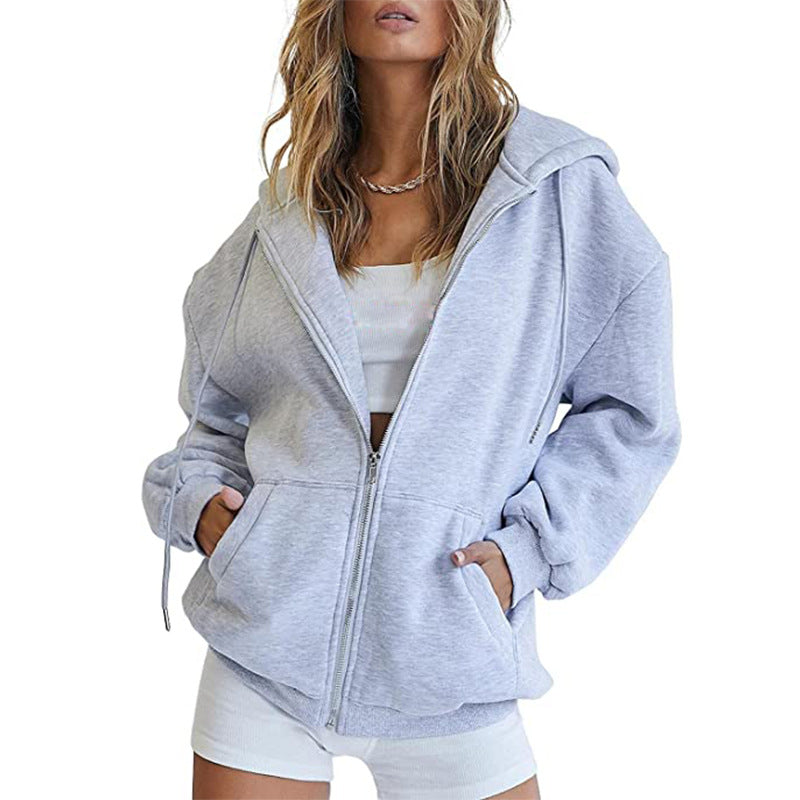 Cardigan à Capuche en Polaire Épaisse pour Femmes