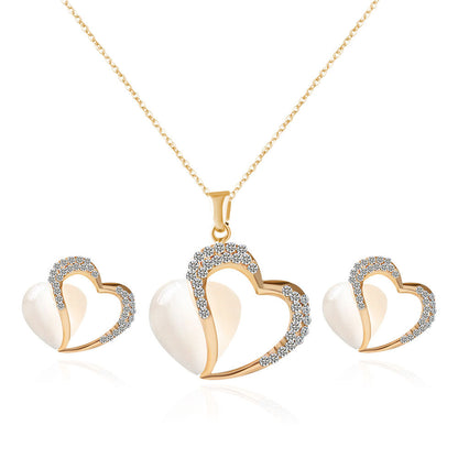 Parure de Bijoux Cristal Paon avec Design Floral (2 Pièces)