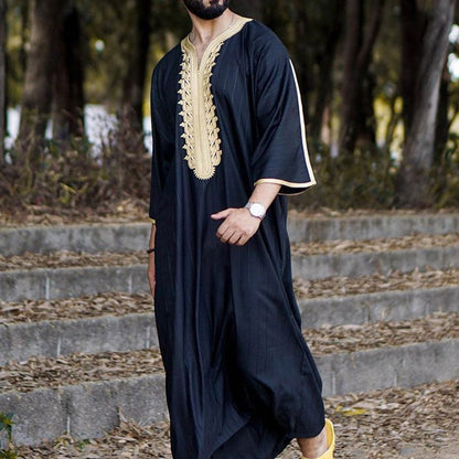 Robe Longue Noire Élégante pour Hommes, Style Musulman
