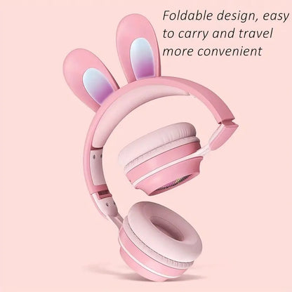 Casque Sans Fil Lapin Mignon avec LED RGB pour Enfants